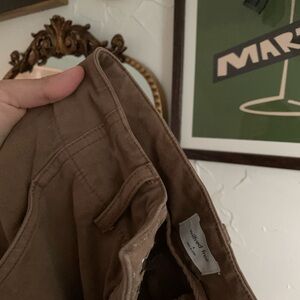 brown aritzia high rise baggy trousers
